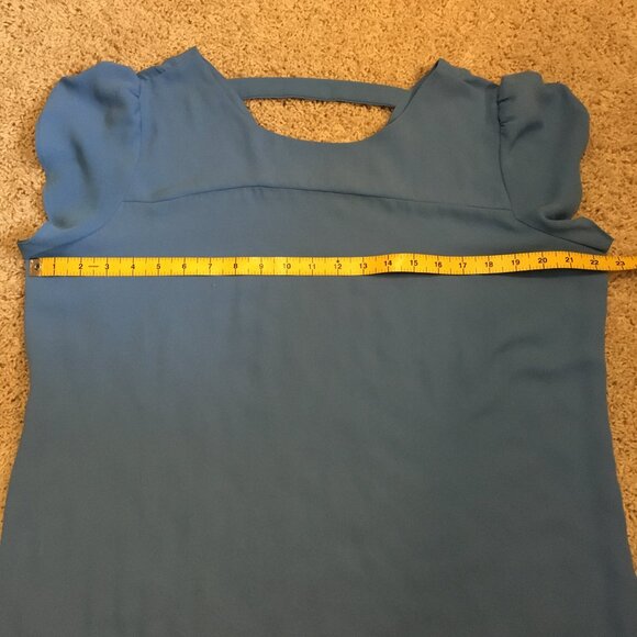 LOFT Perwinkle Blue Cut Out Flutter Sleeve Top - Picture 12 of 14